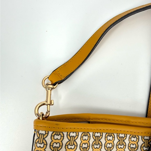 Tory Burch Gemini Link Canvas Tote Purse Bag, Daylily Mustard Yellow - Picture 10 of 11